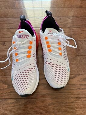 Nike Women’s Air Max 270 - White with Pink & Orange Accents
